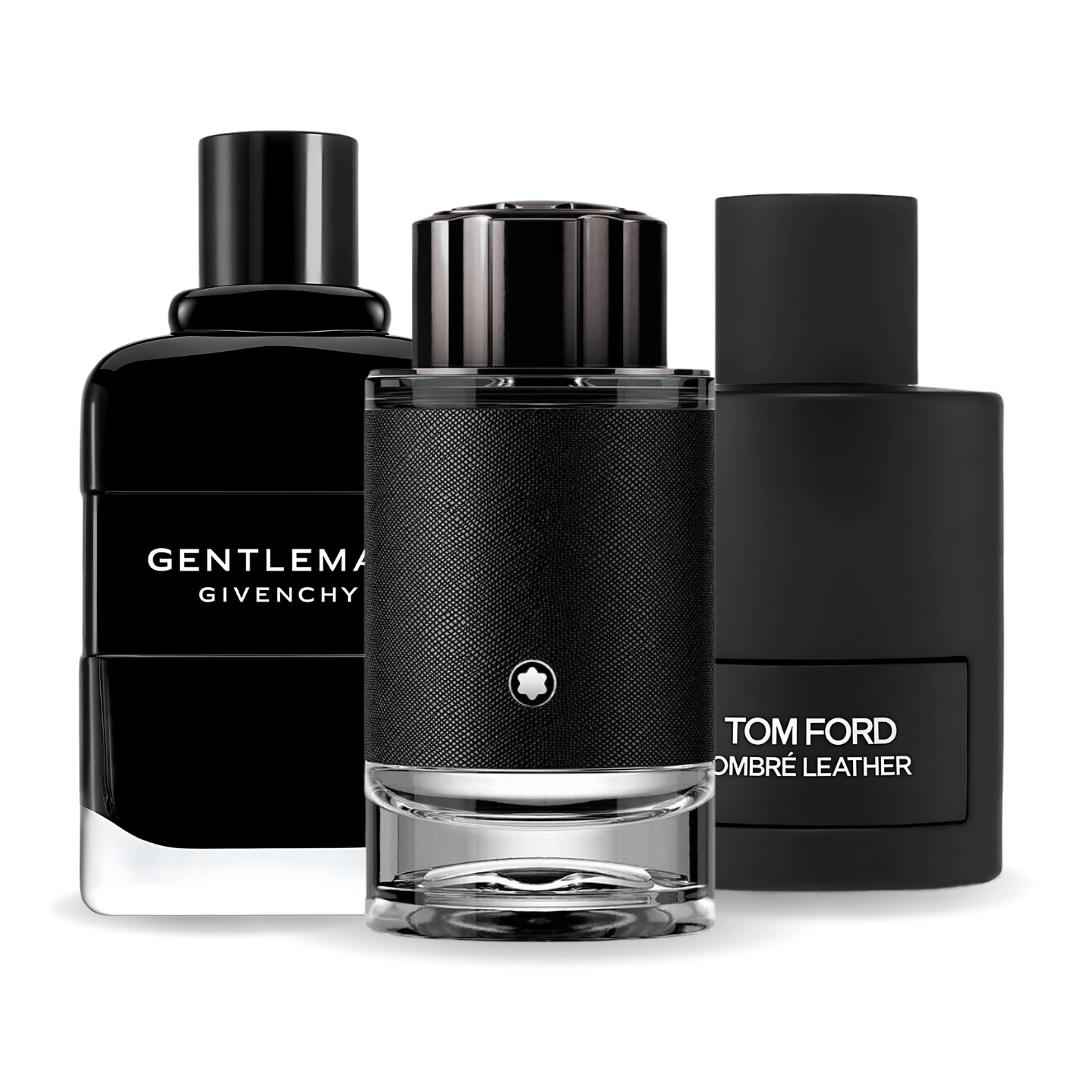 Confezione promozionale di 3 profumi Tom Ford Ombre Leather,  Givenchy Gentleman, Montblanc Explorer 100ml