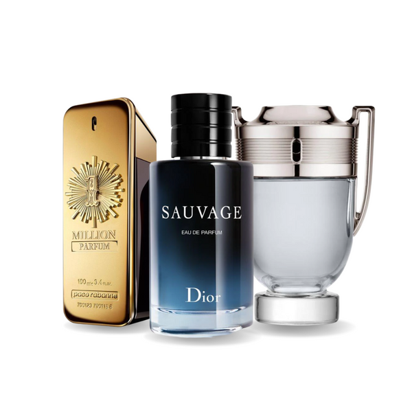 Confezione promozionale di 3 profumiPaco Rabanne ONE MILLION, Dior SAUVAGE e Paco Rabanne INVICTUS 100ml