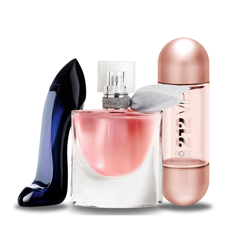 Confezione promozionale di 3 profumi  GOOD GIRL, Lancôme LA VIE EST BELLE e 212 VIP ROSÉ 100ml