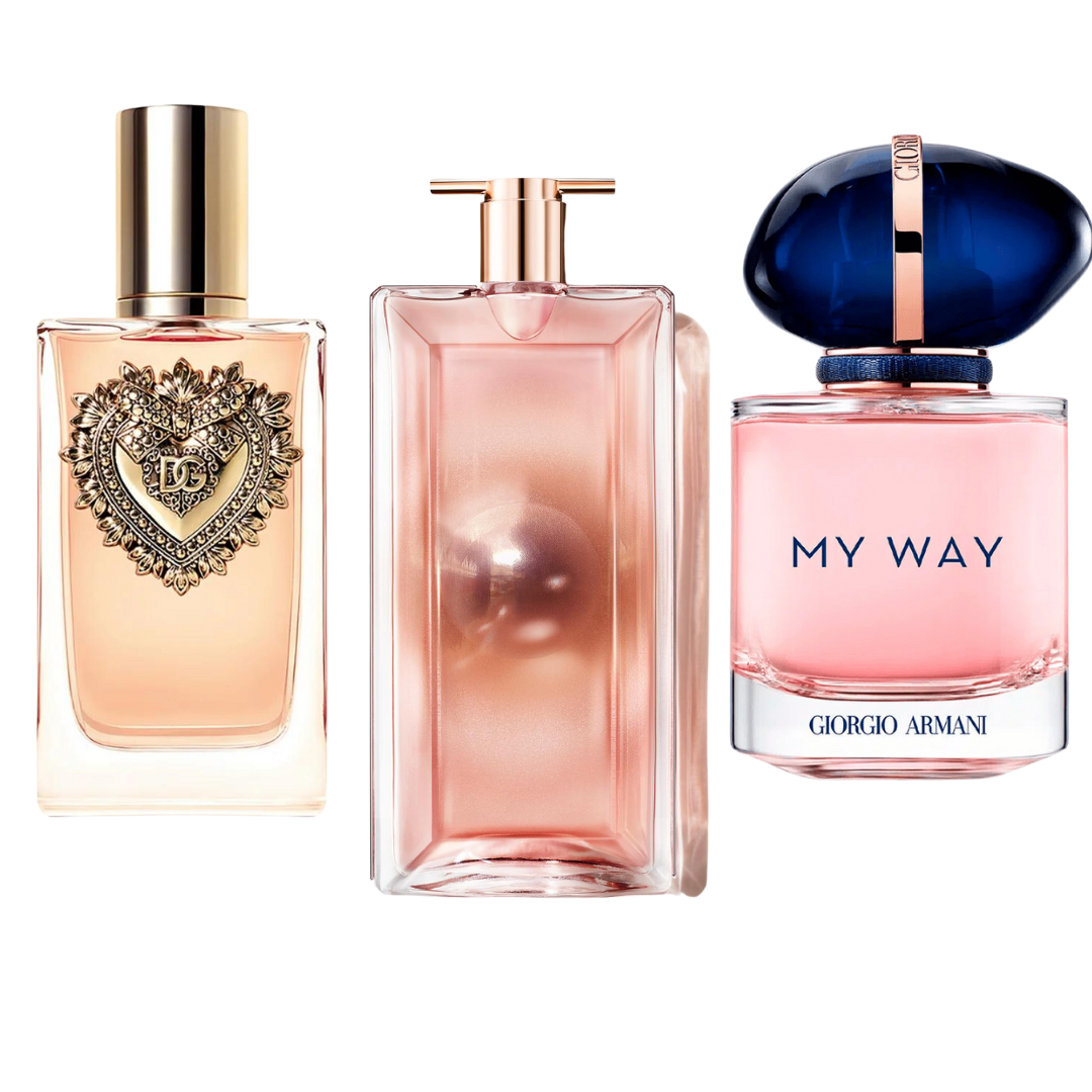 Confezione promozionale di 3 profumi Dolce & Gabanna Devotion, My Way Giorgi Armani, Lancôme Idôle 100ml